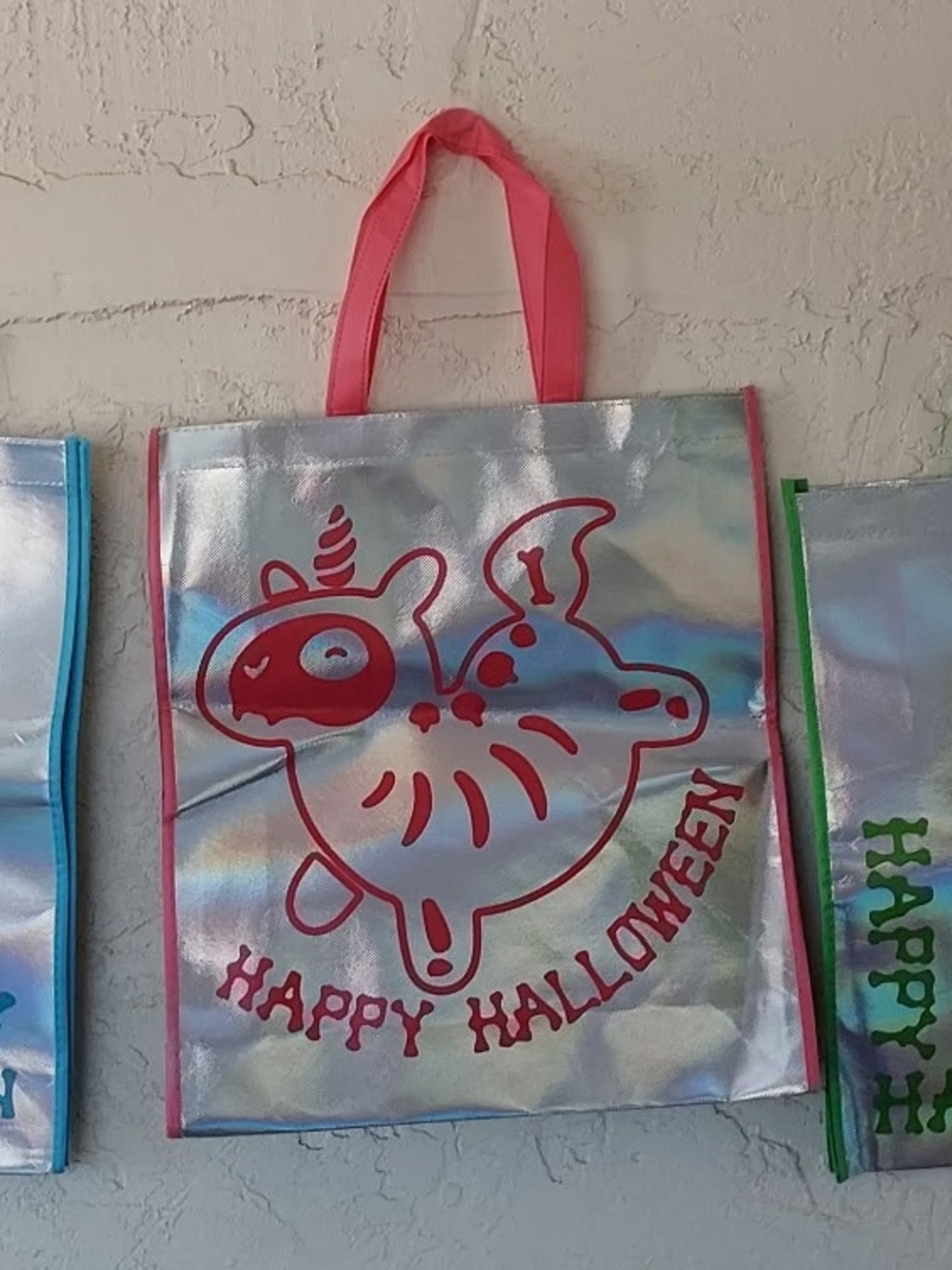 Halloween Trick-or-Treat Tote Bag - Pink Orange Yellow Green Blue Red SET